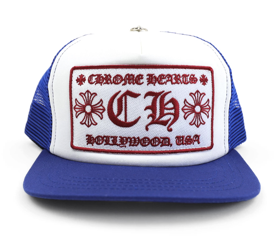 Chrome Hearts CH Hollywood Trucker Hat -Blue-White