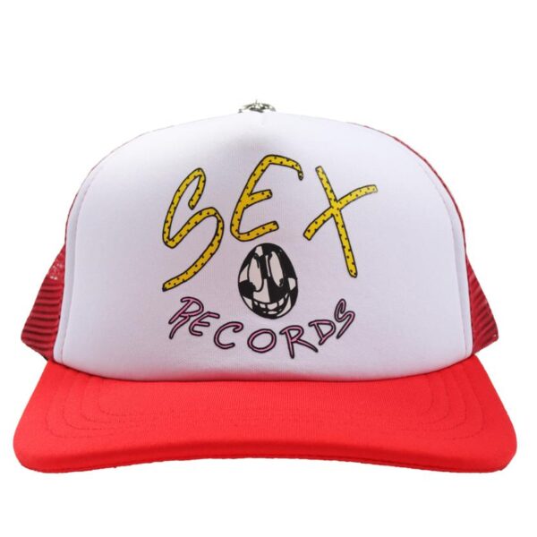 Chrome Hearts Matty Boy Sex Records Logo Trucker Hat - Red-White